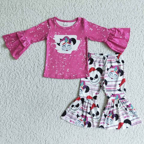 Deadline 10.15 SALE GLP0052 Halloween Pink Skull Girl's Set