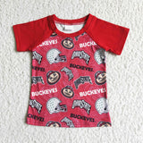 BT0028 Boy's Red Football Team Short Sleeves Shirt Top