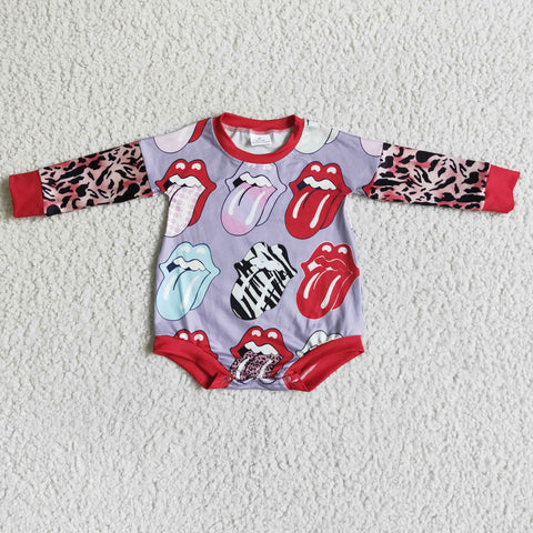 Tongue Red Long Sleeves Baby Bubble Cute Girl's Romper