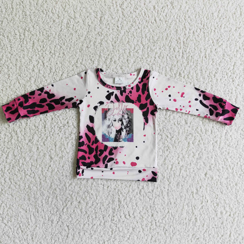 Girl's Pink Leopard Movie characters Tie Dry Shirt Top