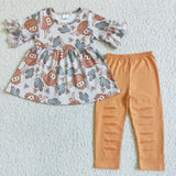 New Cow Cattle Cactus Orange Hole Design Girl's Set