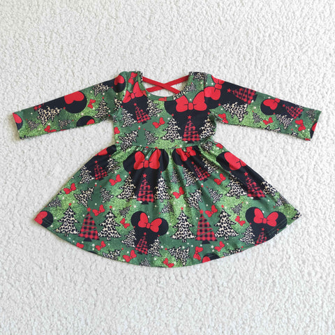 Christmas Tree Castle mouse Leopard Cute Green Red Girl's Dress