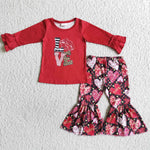 SALE 6 A2-14 Valentine's Day Red Love Girl's Set