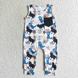 Western COWBOY Camo Cow Pocket Baby Cute Boy's Romper