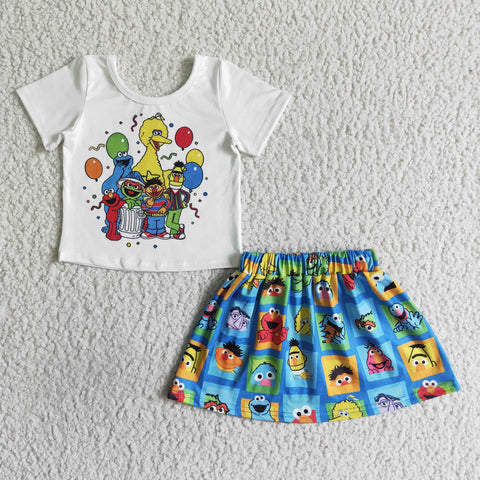 Cartoon Colorful Balloon Cute Girl's Skirt Set