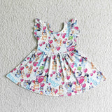 C10-02 New Summer Blue Dog Pink Cute Girl's Dress