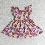 Halloween Pumpkin Flower Purple Girl's Dress