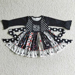 Deadline 10.15 SALE 6 A12-11 Halloween Black We all mad here Splicing Twirl Girl's Dress