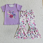 SALE E7-3 Purple Flower Foral New Girl's Set