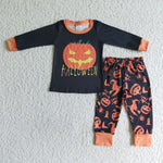 Halloween Pumpkin Black Orange Boy's Set