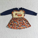 GLD0031 Pumpkins for sale Navy Blue Overalls Cute Girl's Skirt Set