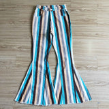 Adult Green Stripe Jeans Fashion Flared Pants