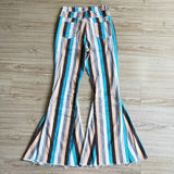 Adult Green Stripe Jeans Fashion Flared Pants