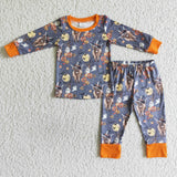 SALE BLP0039 Halloween Pumpkin Cow Boy's Set Pajamas