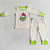 Boy's Green Dots Cute Green animal Matching Pajamas