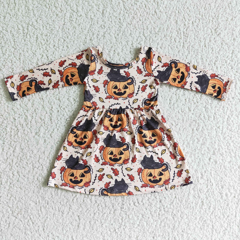 SALE GLD0065 Halloween Pumpkin Long Sleeves Girl's Dress Amy yu garments wholesale SALE GLD0065 Halloween Pumpkin Long Sleeves Girl's Dress Amy yu garments wholesale