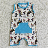 SR0043 Cowboy Blue With Pocket Boy's Romper