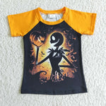 Boy's Halloween Short Sleeves Pumpkin Orange Cute Shirt Top