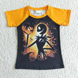 Boy's Halloween Short Sleeves Pumpkin Orange Cute Shirt Top