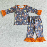 SALE GLP0111  Halloween Pumpkin Cow Girl's Set Pajamas