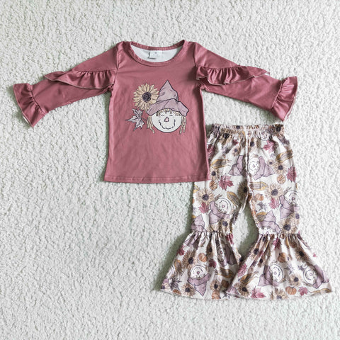 Scarecrow Sunflower Ruffles Girl's Set