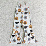 Halloween Pumpkin White Girl's Jumpsuit