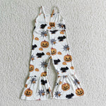 Halloween Pumpkin White Girl's Jumpsuit