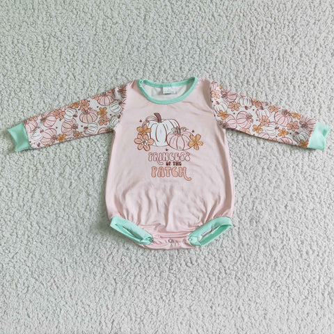 Halloween Long Sleeves Princess Patch Flower Pink Baby Bubble Girl's Romper