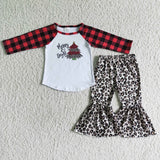 Christmas Merry Bright Trees Leopard Plaid Set