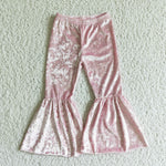 Golden Velvet Pink Flared Girl's Pants