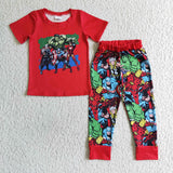 SALE BSPO0021 New Cartoon Red Short Sleeves Boy's Set