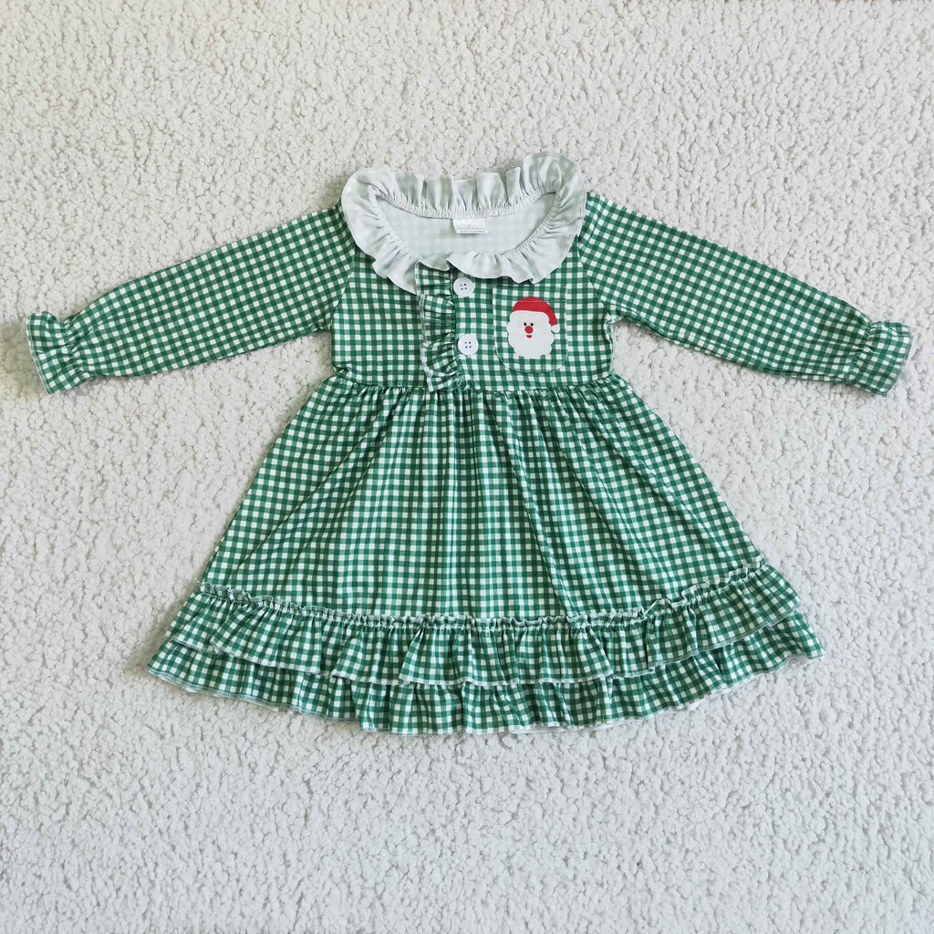 6 C10-7 Boutique Girl's Gown Green Plaid Christmas Santa Claus Dress Amy yu garments wholesale 6 C10-7 Boutique Girl's Gown Green Plaid Christmas Santa Claus Dress Amy yu garments wholesale