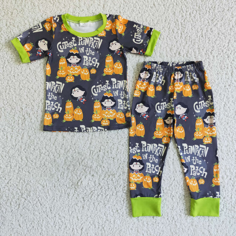 Cutest Pumpkin in the patch Pumpkin Cartoon Boy's Set Pajamas