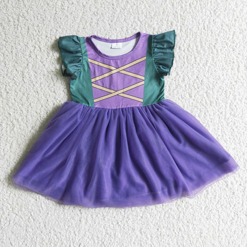 SALE GSD0129 New Design Princess Tulle Purple Green Cute Girl's Dress