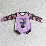 Halloween Long Sleeves Cartoon Purple Baby Bubble Girl's Romper