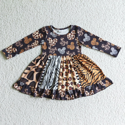 Baby Leopard Print Animal Long Sleeves Dress