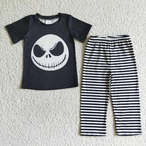 BSPO0025 Halloween Black Stripe Skull Boy's Set