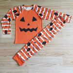 Adult Daddy Halloween Pumpkin Orange Striped Top Parent-Child Pajamas