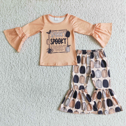 SPOOKY Pumpkin Orange Girl's Set