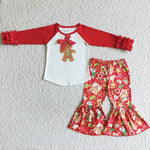SALE 6 B10-37 Christmas Gingerbread Red With Bow Set