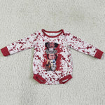 LR0077 Halloween Long Sleeves Red Baby Bubble Girl's Romper