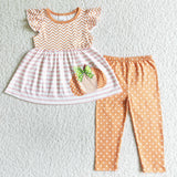 Fall Pumpkin Orange Dots Cute Girl's Set