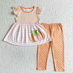 Fall Pumpkin Orange Dots Cute Girl's Set