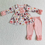 SALE 6 C7-20 Boutique Flower Tunic With Bottom Pink Ruffles leggings Sets