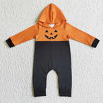 BLP0061 Halloween Smiley Orange Hoodie Cute Baby Boy's Romper