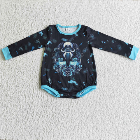 Halloween Long Sleeves See You Blue Baby Bubble Girl's Romper
