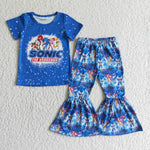 GSPO0165 New Cartoon Blue Girl's Set