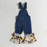 Fashion Sunflower Denim Overalls Jeans Overalls Set