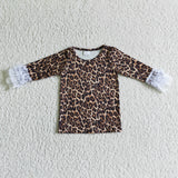 Fashion Leopard With Lace Denim Overalls Set