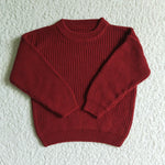 Good Quality Winter Fashion Cute Dark Red Kid's Knit Sweater